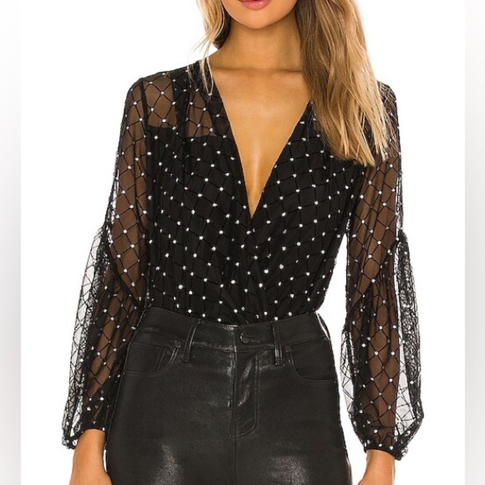 Amanda Uprichard Black Sheer Bodysuit